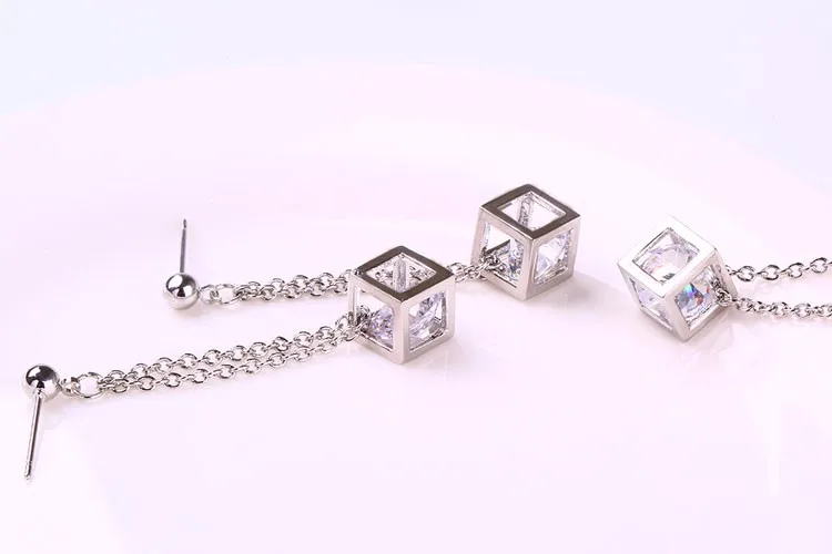 Новейшая мода кубики ювелирные изделия наборы Серебро Золото Цвет AAA кубический циркон ожерелье и серьги набор украшений для женщин подарок подруге