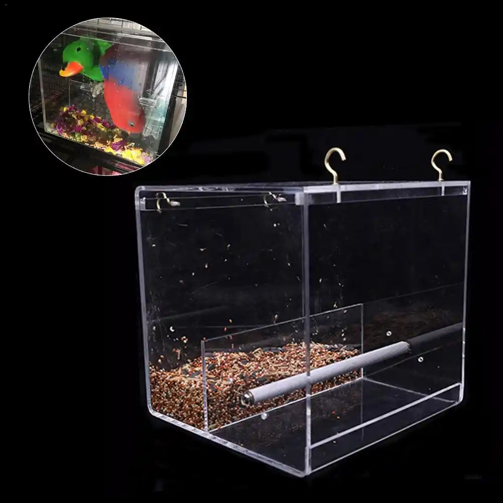 Bird Feeder Acrylic Automatic Parrot Feeder No Mess Feeding Device