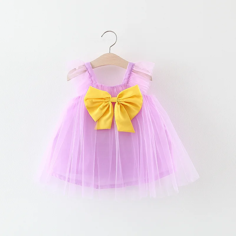

Summer 0-3year For Girls Dress Baby Clothes Kids Children strap bow Princess Tutu mesh Dresses Vestidos Beach Dress C2746