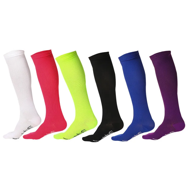 2 Pair Men Women Sports Compression Socks Nylon Football Knee High