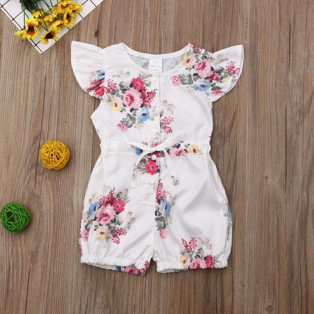 New Toddler Baby Girl Fly Sleeve Jumpsuit Flower/Denim Ruffle Romper Outfit Set 1-6 Years New Toddler Baby Girl Fly Sleeve Jumpsuit Flower/Denim Ruffle Romper Outfit Set 1-6 Years