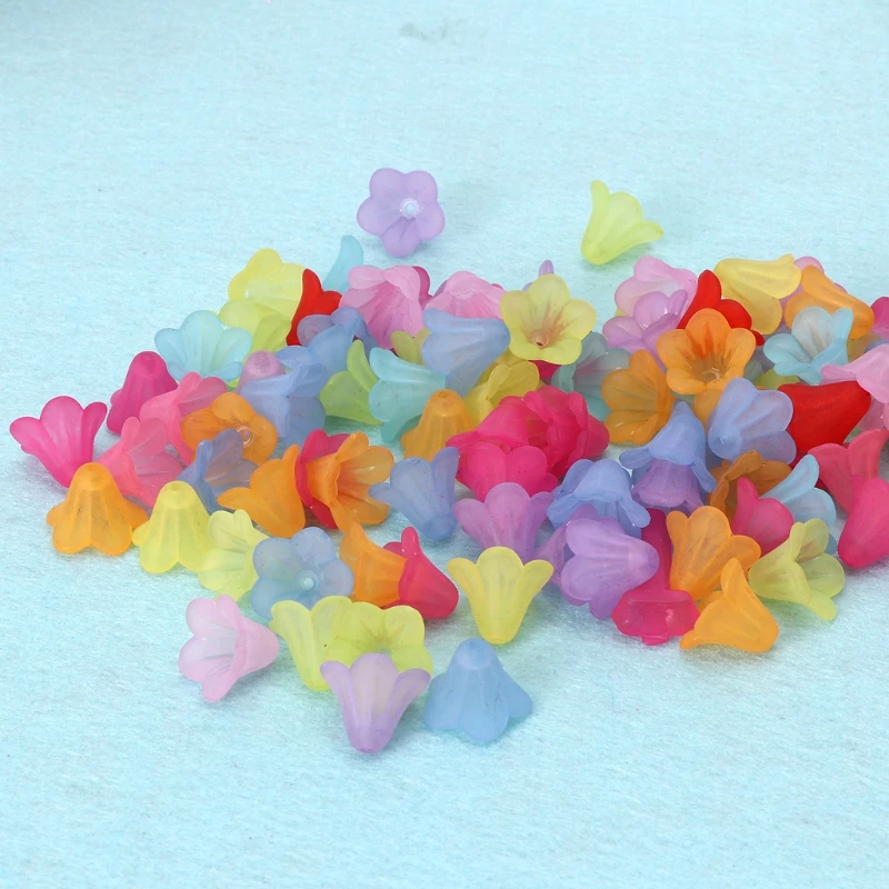 

140PCS/bag Assorted Frosted Acrylic Trumpet Flower Beads Fit Jewelry DIY Craft