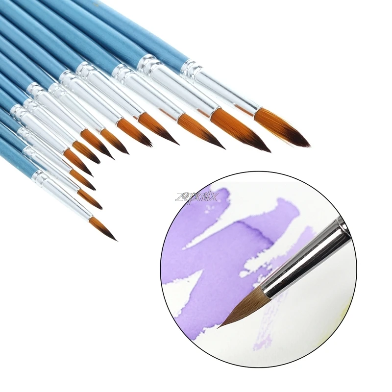 

12pcs/pack Artist Nylon Hair Paint Brush Set For Watercolor Acrylic Oil Painting Brushes Drawing Art Supplie G12 Drop ship