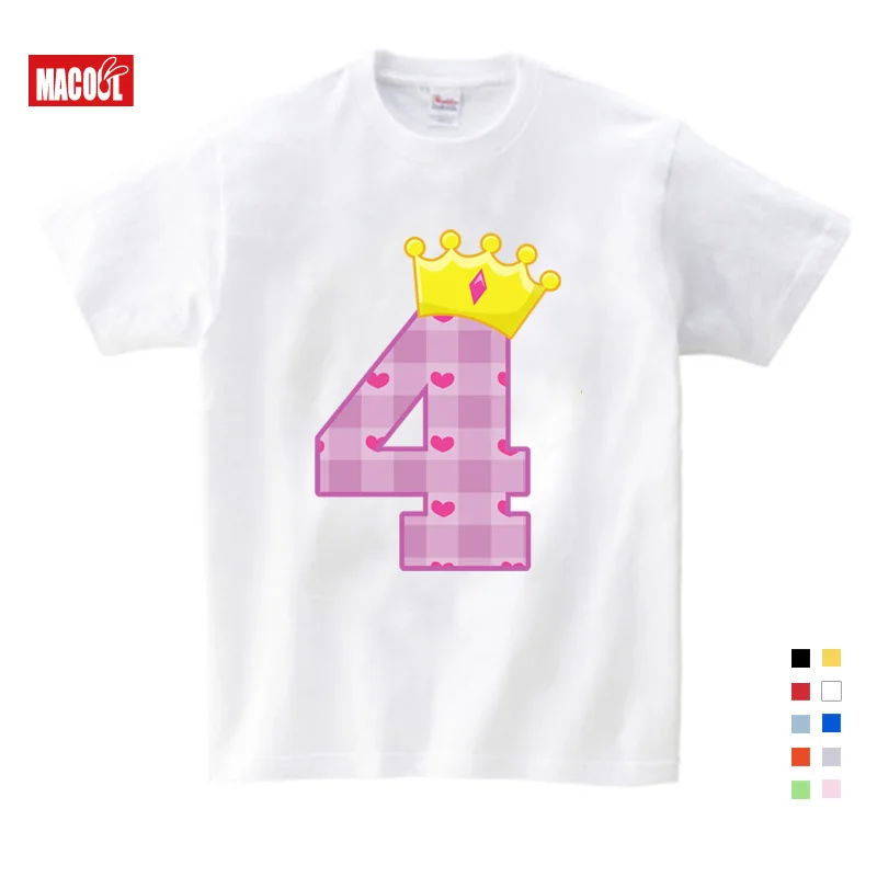 

Children's vacation Boys/Girls Birthday An crown 1-9 Print T shirt Baby Cartoon Funny T-shirt Kids Birthday Present Clothes
