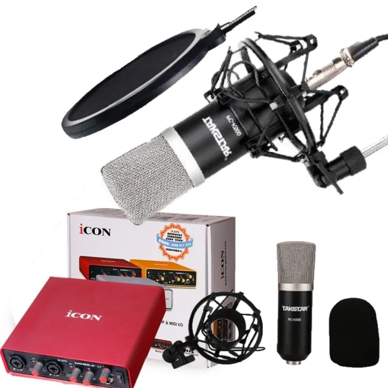 High quality original Takstar PC-K500 condenser microphone with ICON Mobile U sound card for Internet karaoke recording | Электроника