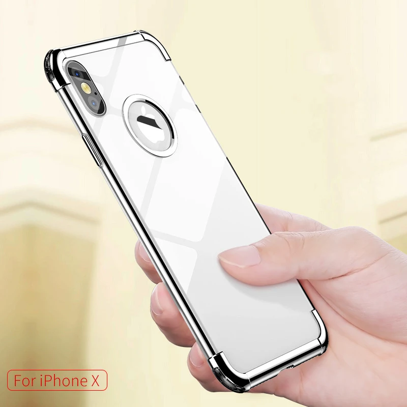 SMSNXY мобильный чехол для iPhone X 6 6s 7 8 плюс три пункта гальванических ТПУ прозрачный