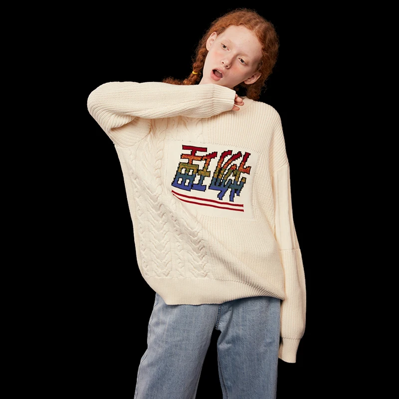 

Vintage 2018 Spring New Original Design Women Pullover Sweater Physical Female Thick Winter Knitwear Knitted Tops High Quality