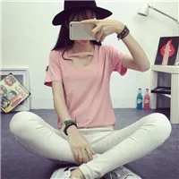 2016-woman-Lady-Short-Sleeve-t-shirt-Solid-Casual-Tops-o-neck-plus-size