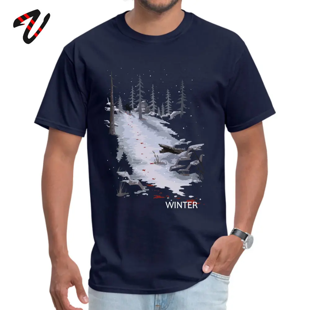 Round Collar The Last of Us Winter 100% Cotton Men's Tshirts Unique Short Sleeve Tops Shirts High Quality Casual Tops Shirts The Last of Us Winter15007 navy