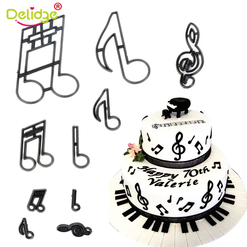

10Pcs Plastic Music Notes Cookie Cutter Baby Sugarcraft Fondant Cutter Mold Birthday Cake Decoration Tools Baking Mold Accessory