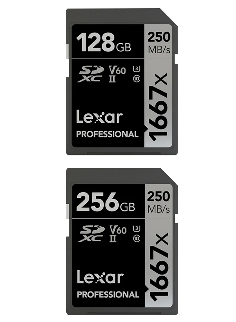 Оригинальный Lexar SD карты 1667x256 GB Class 10 максимальное значение Скорость 250 МБ/с. UHS-II карты памяти 64 GB 128 GB V60 U3 для видео 4 K Камера