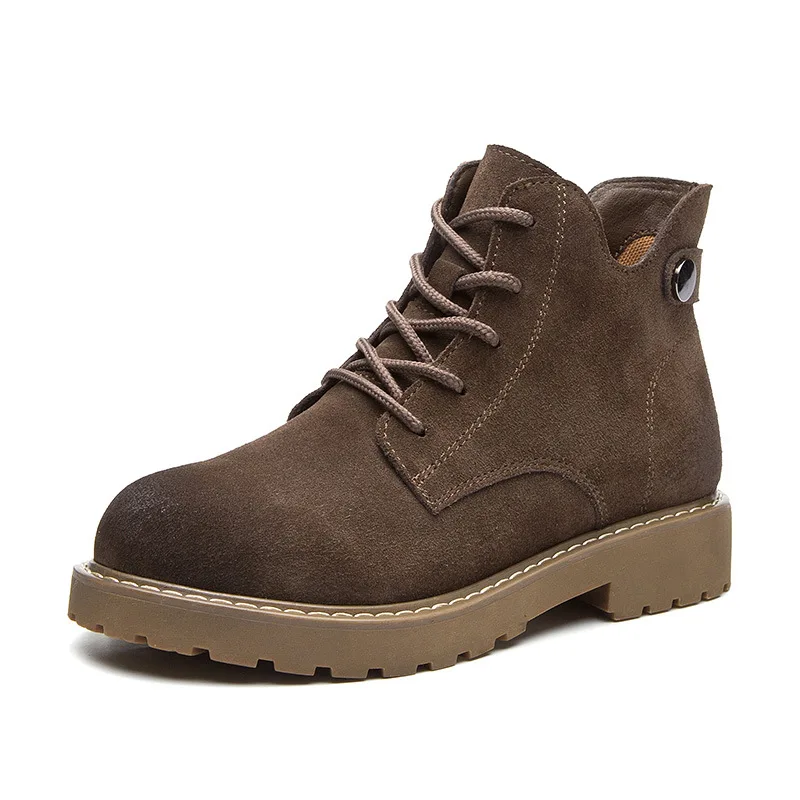 

Autumn and winter new female leather British wind short boots frosted platform locomotive boots children