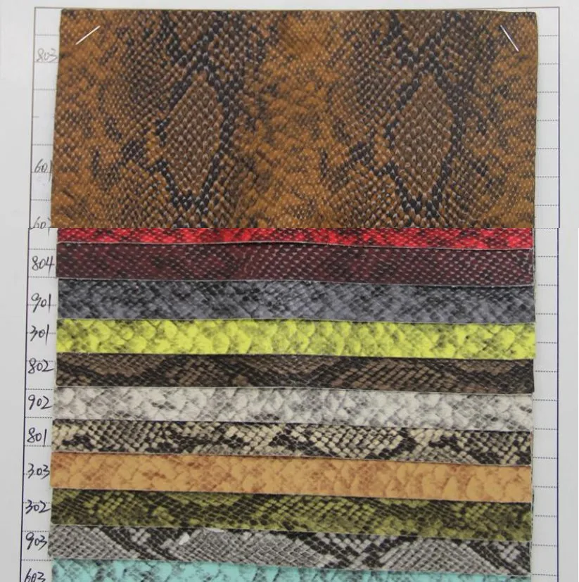 

Environmentally friendly snake pattern synthetic PU leahter fabric raw material