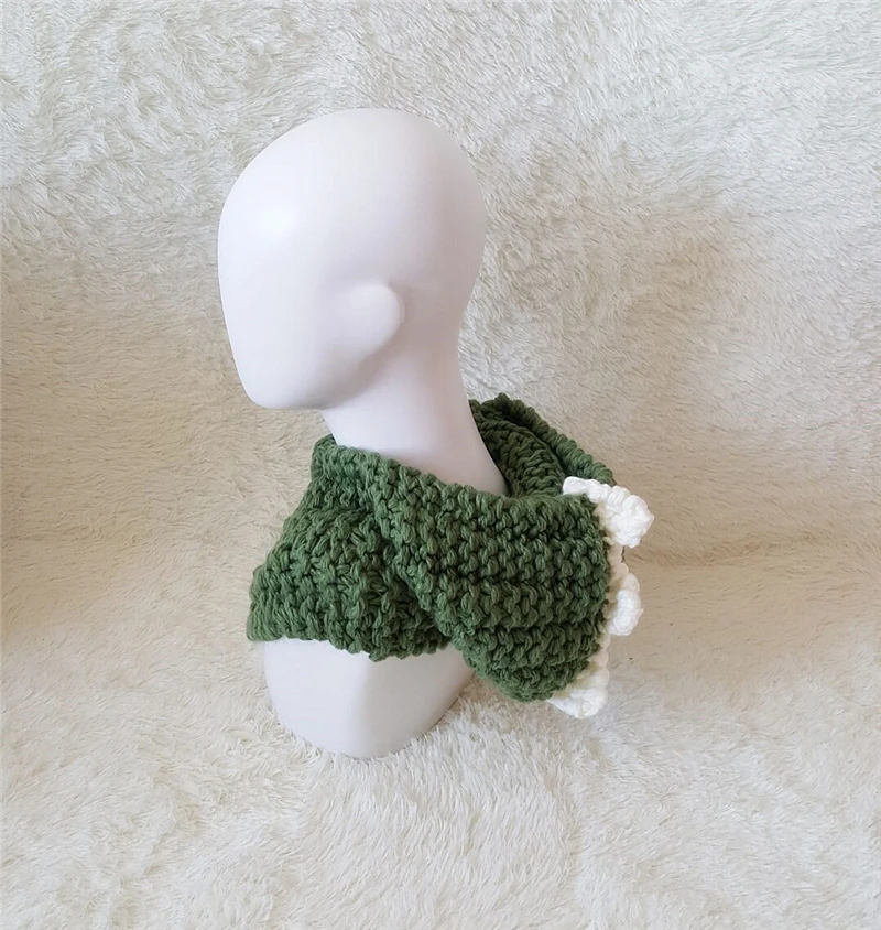 Kid Handmade Dinosaur Hat Children Eleka Knitted Cap Boy Girl Neckchief Tubular Scarf 3 Buttons Loop Shawl and Beanie_voghion.com