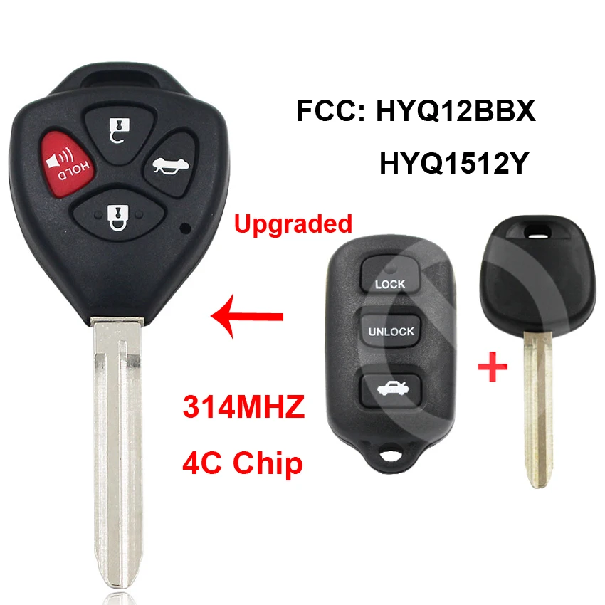 

Remote Upgraded Key 314Mhz 4C Chip FCC ID: HYQ12BBX HYQ1512Y TOY43 Blade for Toyota Avalon 1998 1999 2000 2001 2002 2003 2004