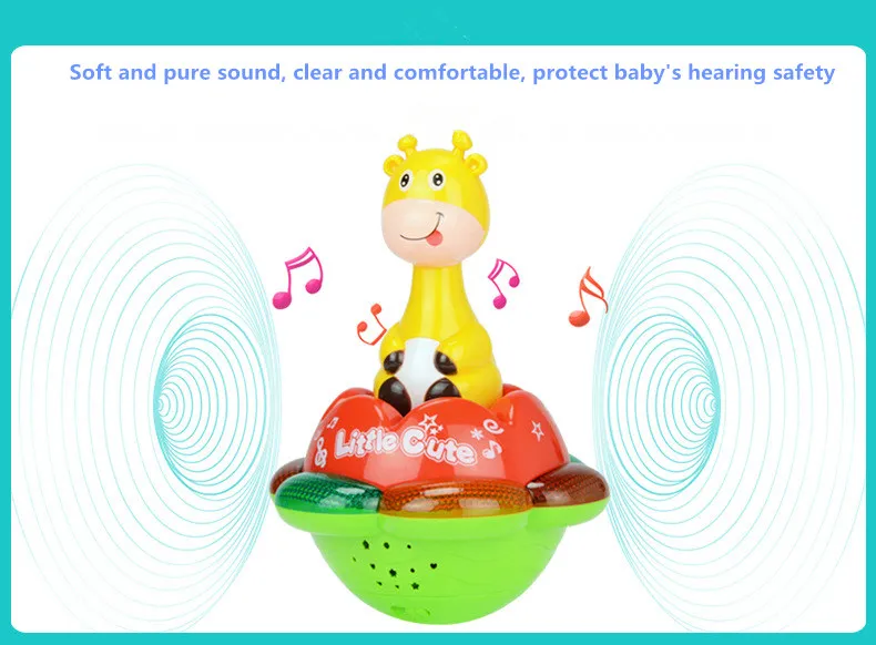 С легкой музыкой Жираф проекция Roly-Poly Doll Multifunctional Baby погремушки Раннее детство Образование Подарки для ребенка