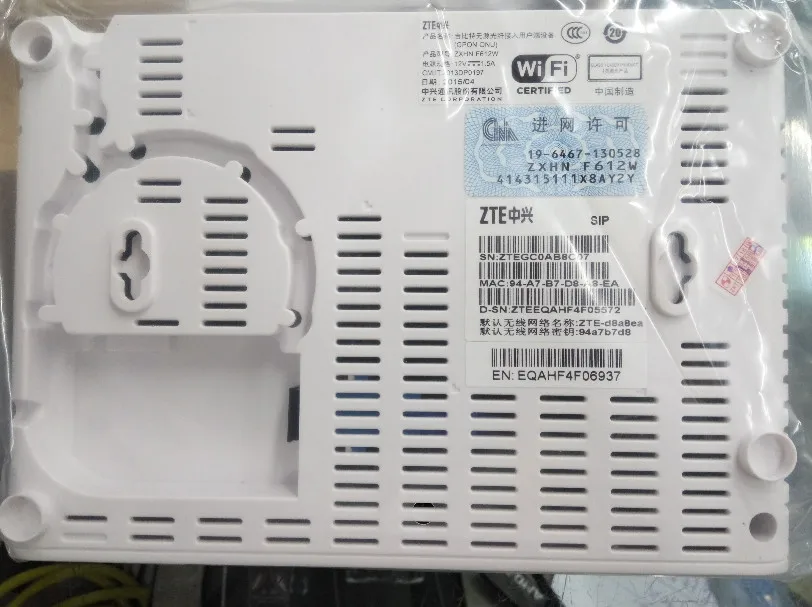 ZTE GPON ONU ZXHN F612W с 2 портами ethernet + 1 голосовым портом wifi маршрутизатором Протоколом SIP