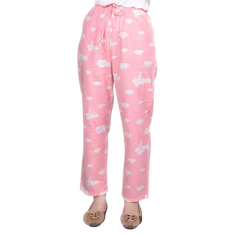 JVJH пижамы нижние брюки Для женщин 100% натуральный хлопок супер мягкий плед розовый свободные девушки Повседневное домашние брюки нижнее