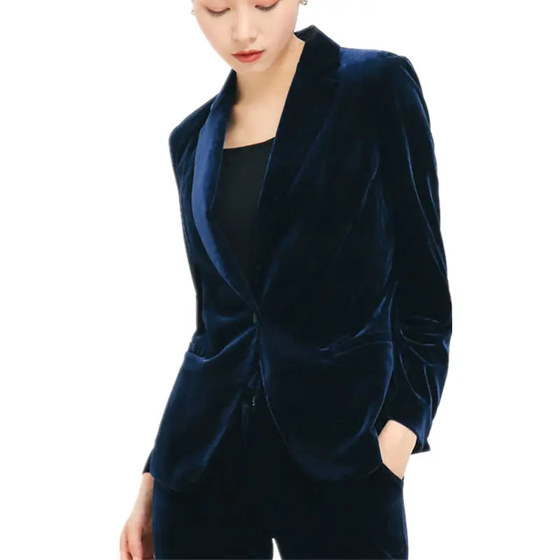 Buy Fashion Velvet Suit Jacket Female Black Blazer