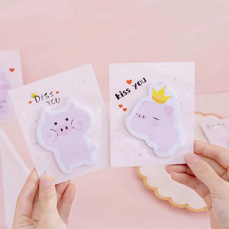 Cute Pink Pig Memo Pad Kawaii Sticky Notes Planner Message Sticker Stationery 
