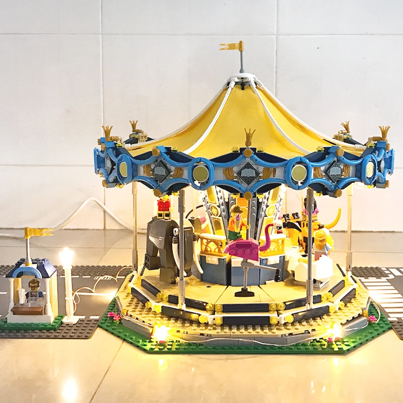 

LEPIN 15036B City Street Carousel Model with Electric Motors and Lights 2755pcs Building Block Kits Toys for Legoing 10196 10257