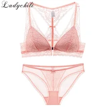 Женское белье ladychill пикантные парадный вечерний костюм lacellingerie застежка спереди Треугольники чашки бюстгальтера Беспроводной бесшовные бюстгалтер набор WW21
