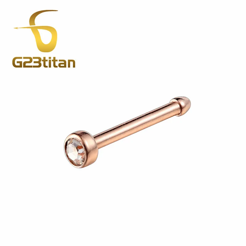 

G23titan Rose Gold Crystal Nose Studs Nostril Piercing Jewelry G23 Titanium Studs Nose Rings Body Jewellery