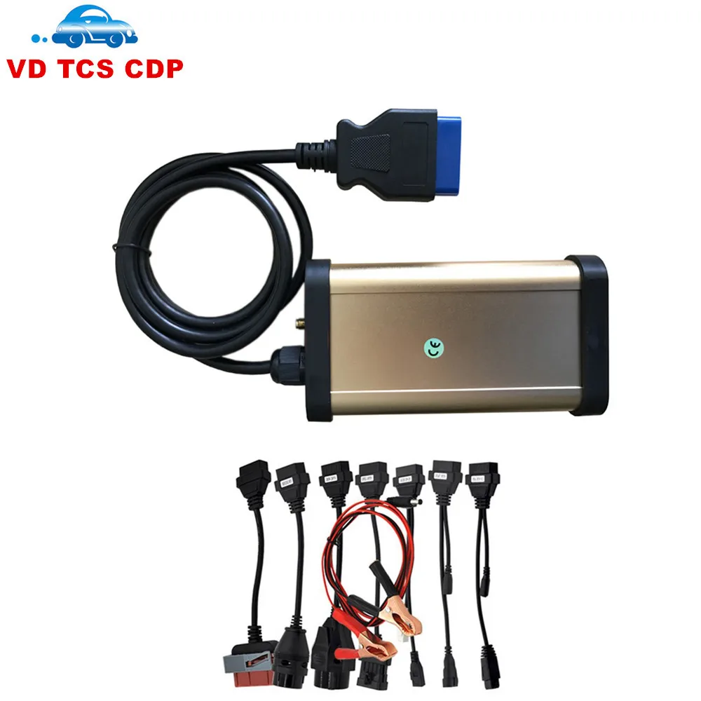 Золото VD TCS CDP Pro plus Bluetooth без OKI чип OBD OBDII OBD2 сканер инструмента диагностики с полный набор 8 автомобильные кабели для автомобилей