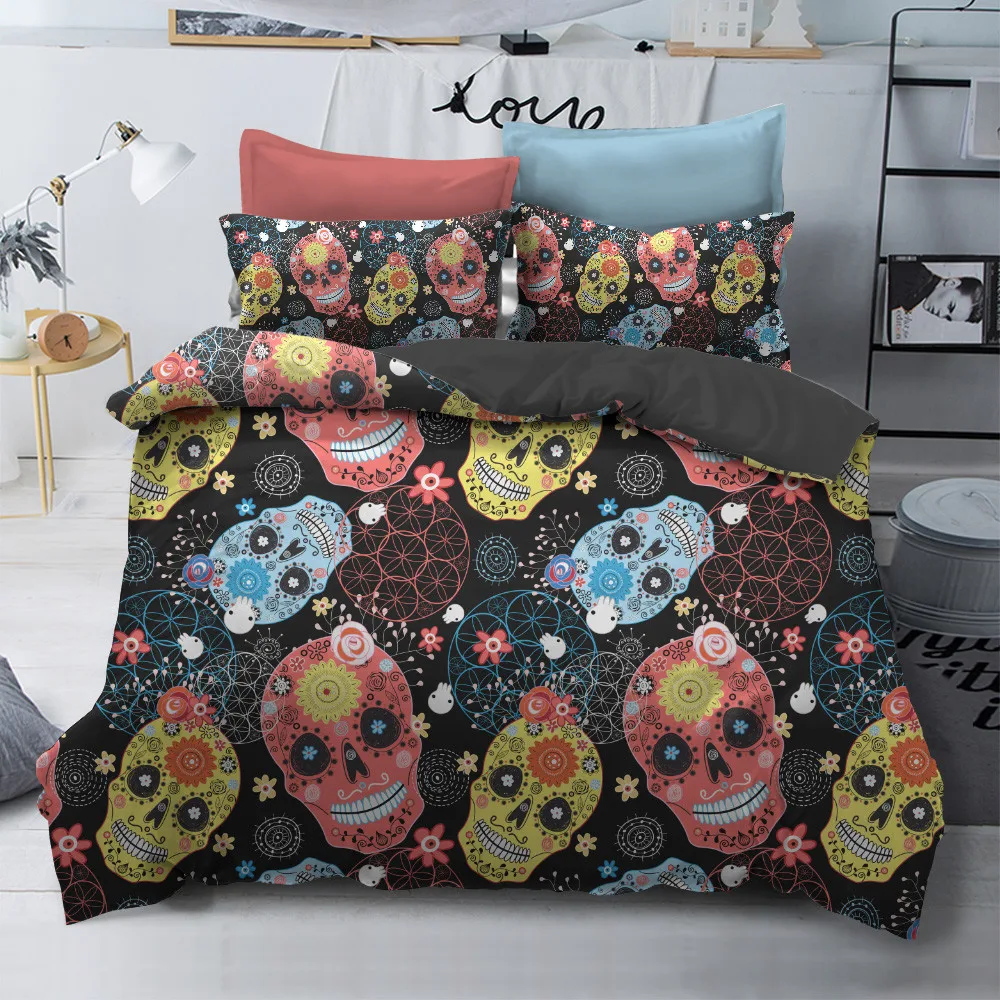 Fanaijia 3d Sugar Skull King Size Bedding Sets Skull Duvet Cover