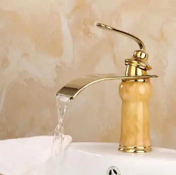 

New Arrivals fashion high quality bathroom faucet total brass gold finished bathroom sink waterfall faucet luxury basin faucet