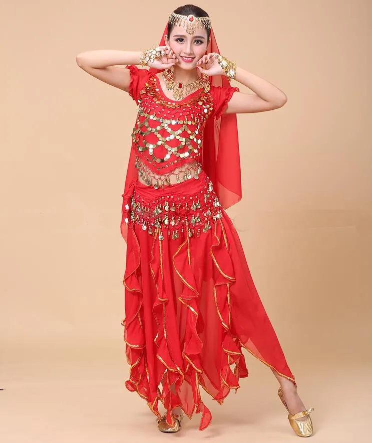 Болливуда/индийский Танцы костюмы Танцы одежда танец живота комплект 2 шт./3 шт./4 шт./5 шт./ 7 шт. 6 цветов для вашего выбора