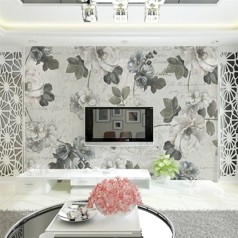 

wellyu Custom wallpaper 3d papier peint photo murals Chinese retro hand painted nostalgic peony mural TV background wall paper