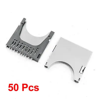 

50 Pcs Push-push Type Stainless Steel SD Memory Card Sockets Connectors