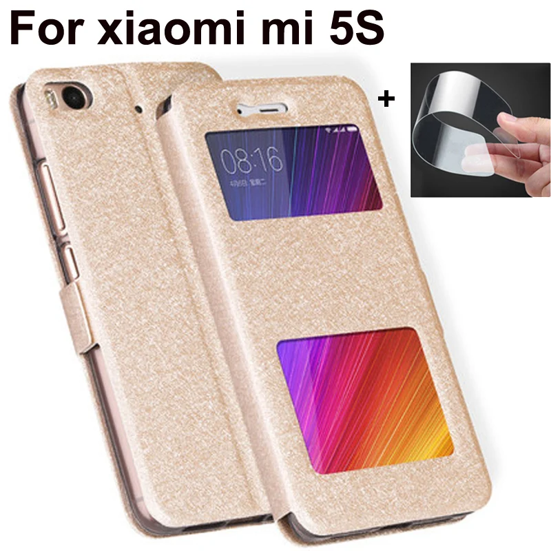 Чехол-книжка для xiaomi mi 5S из искусственной кожи с окошком подставкой | Мобильные
