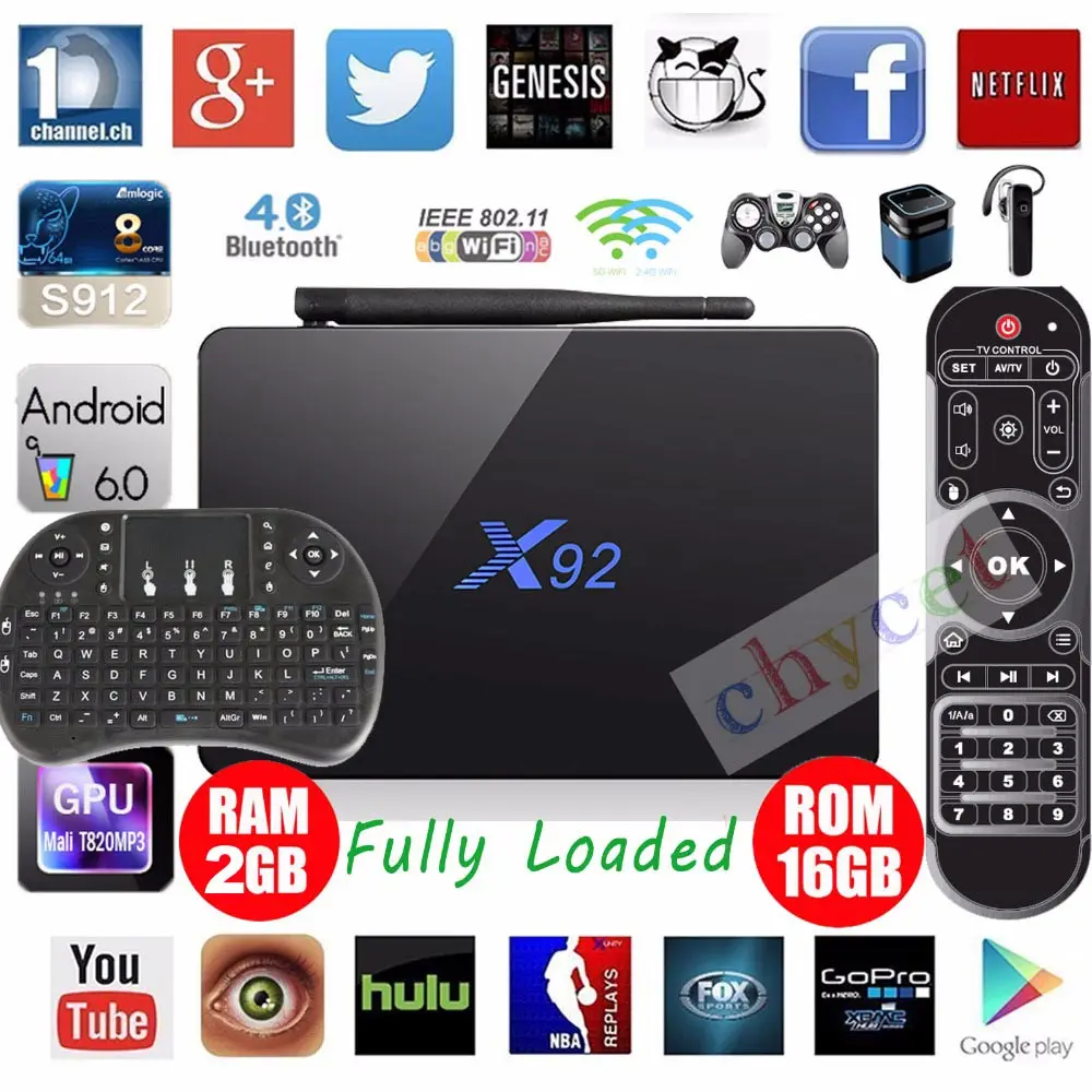 Prix pour Chycet 2017X92 2 GB 16 GB Android 6.0 Smart TV Box Amlogic S912 Octa Core 5G Wifi 4 K 3D Films H.265 Set Top Box + Livraison clavier Prix pour Chycet 2017X92 2 GB 16 GB Android 6.0 Smart TV Box Amlogic S912 Octa Core 5G Wifi 4 K 3D Films H.265 Set Top Box + Livraison clavier