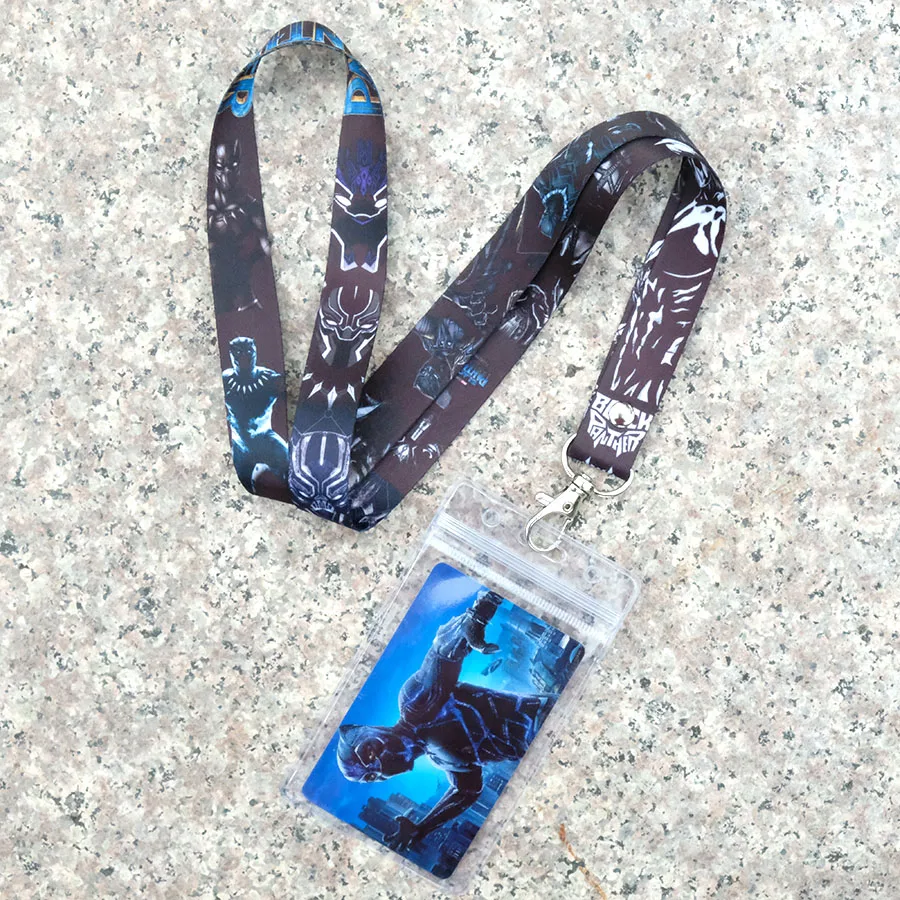 

Black Panther Phone Rope Strap Lanyard Keychain ID Credit Card Holder Plastic Protector Case Cover Sleeve