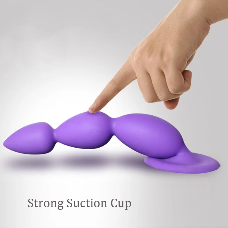 Strong Suction Cup Silicone Male Anal Plug G spot Pull Sucker Starter Beads Plug font b