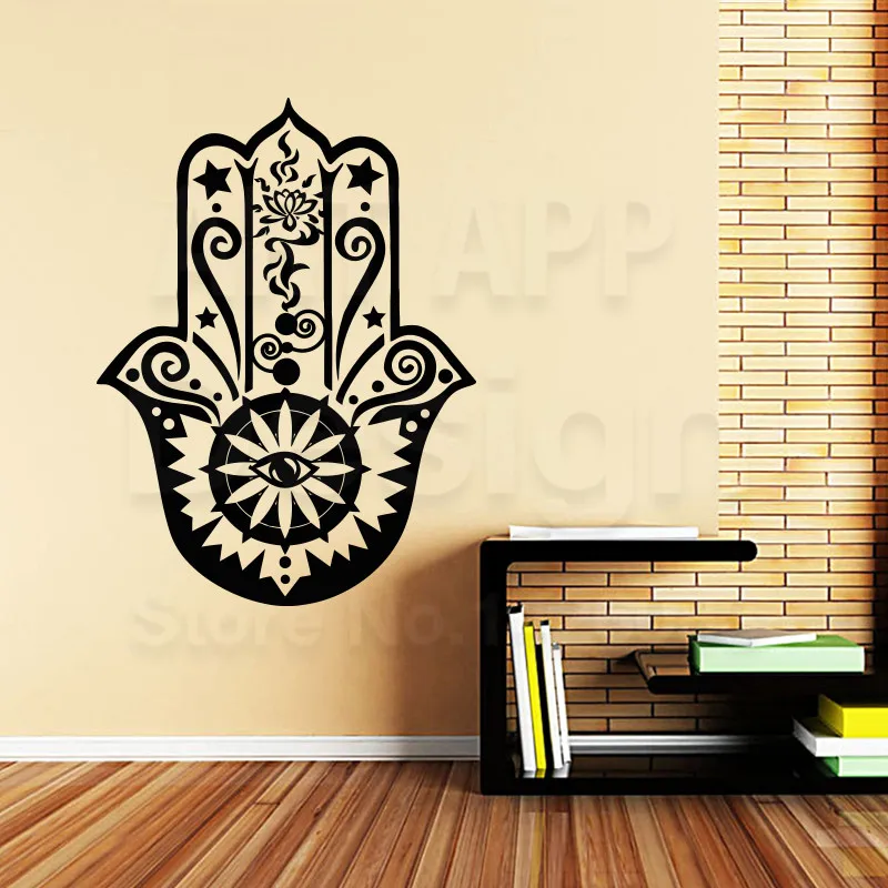 Искусство нового дизайна дешевые украшения дома религия Хамса ручной стены съёмная виниловая наклейка домашний декор арабский Фатима отличительные знаки в комнатах