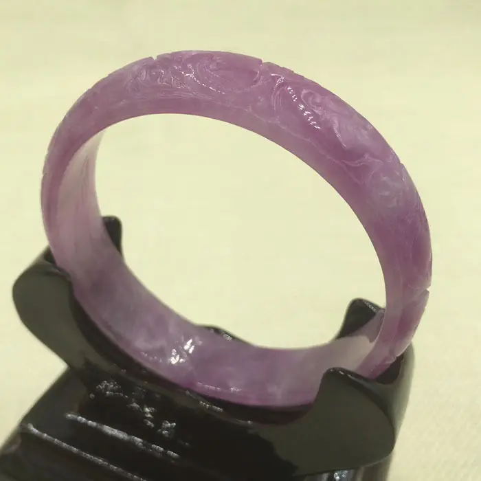 

A-2094 Chinese Hand-carved Lavende Purple Jadeite Jade Gems Bangle Bracelet 57mm 28% 10.13