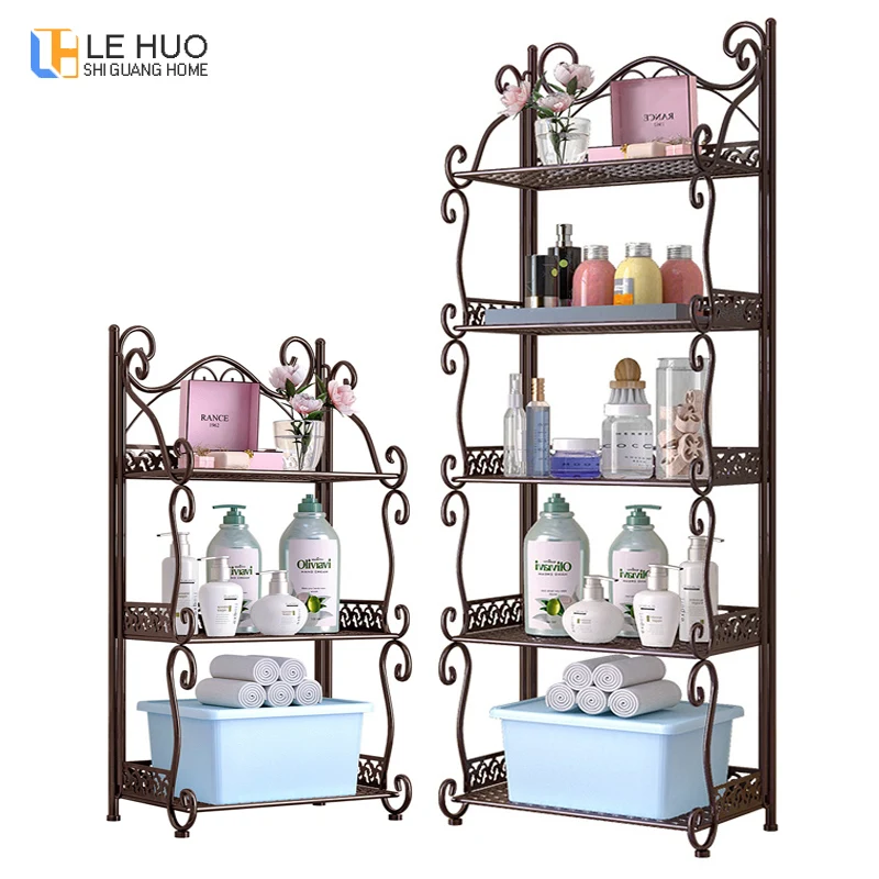 

Foldable Iron 5 tier Bookcase Kitchen bathroom universal shelf Sundries organizer Storage bookshelf living room home Furniture