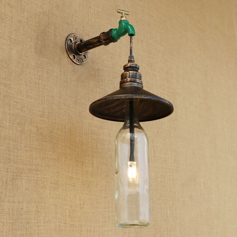 Retro Industrial wall lamp Glass shade Water pipes Bathroom wall light with G4 light for living room bedroom restaurant 220V Retro Industrial wall lamp Glass shade Water pipes Bathroom wall light with G4 light for living room bedroom restaurant 220V