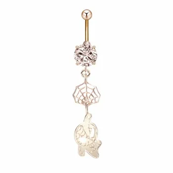 10Pcs Bat and Superman Web Dangle Belly Button Rings Belly Barbell Body Piercing Jewelry Stainless Steel Belly Navel Piercing