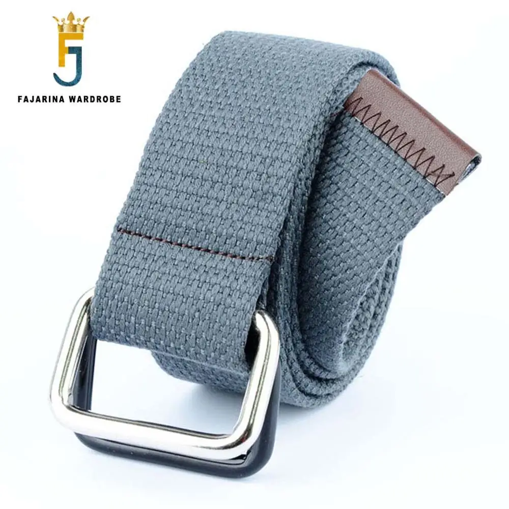 

FAJARINA Wholesale Sale Price Many Colours Optional Unisex Double Ring Soft Canvas Strap Belts for Students Jean Belt CBFJ0009