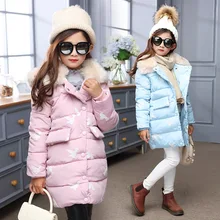 big little girls winter coat children's parkas winter jackets character fur hooded long girls coats and jackets red blue pink