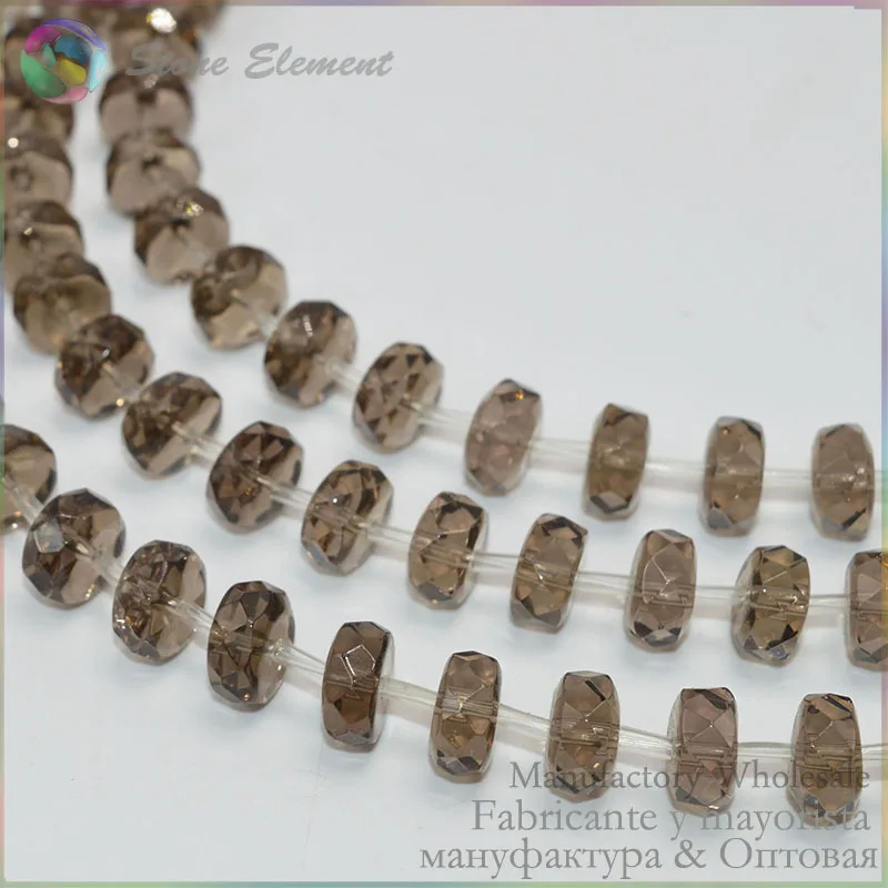 

Grade A Quality Natural Smoky Quartz Faceted Wheel Beads 10x5mm