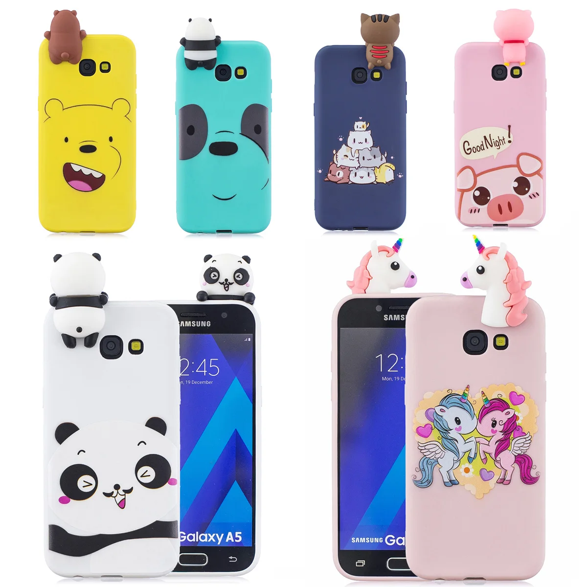 

3D Animal Pattern Soft Silicone Back Case Cover for Samsung Galaxy A9 A8 A7 A6 Plus 2018 A5 A3 2017 Case Unicorn Panda Bear Cat