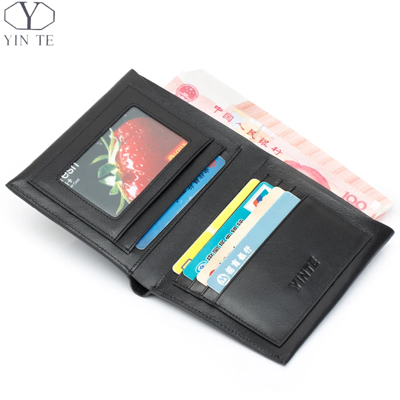 

YINTE Genuine Leather Men's Wallet High Quality Brand Design Soft Wallet Men Purses For Card Holder Wallet Portfolio T8F-2