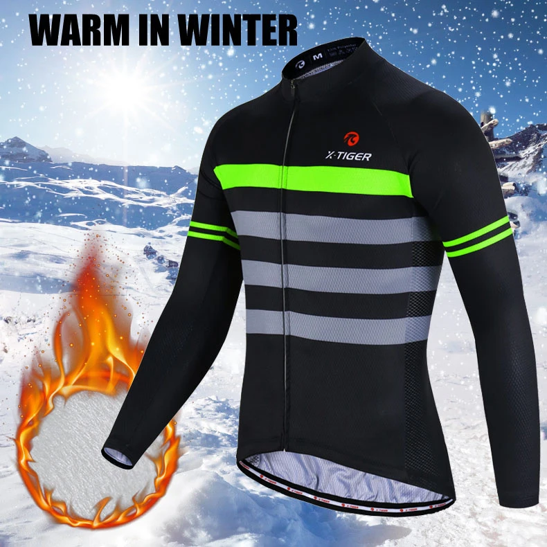 X-Tiger Pro зимний термальный флис Велоспорт Джерси Набор с длинным рукавом горный велосипедная одежда держать теплый велосипед одежда