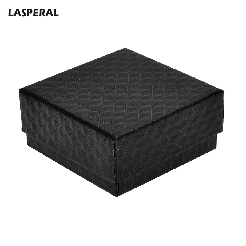

LASPERAL 1PC Black PU Leather Boxes Carrying Cases Rings Pendant Necklace Charm Bracelet &Watch Display Box Package 7.6cmx7.6cm