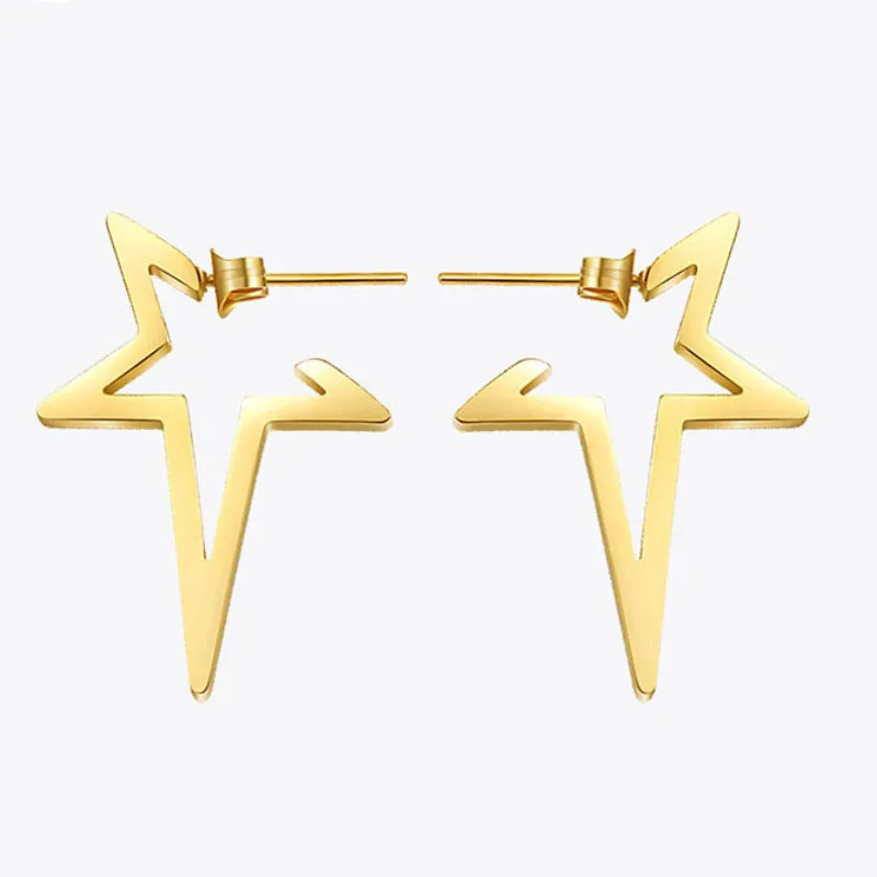 Модные роскошные золотые звезды панковские серьги-гвоздики цвета розового золота серьги геометрической формы из нержавеющей стали для женщин модные ювелирные изделия подарки